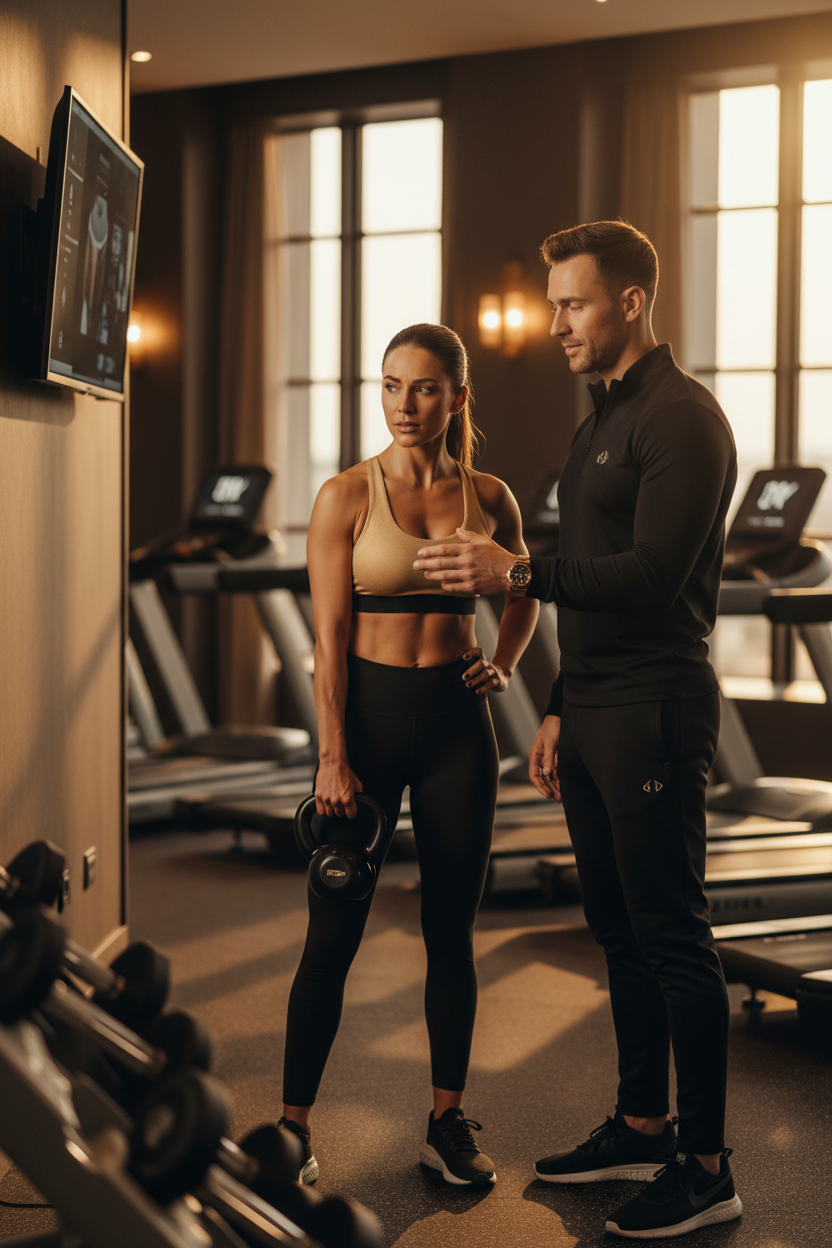 Coach + Client — Luxury Gym Atmosphere